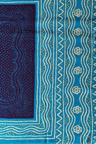 navy_blue navy blue & teal bandhani printed saree