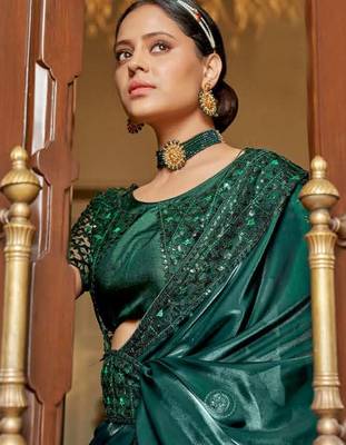 green green embellished embroidered organza saree 2
