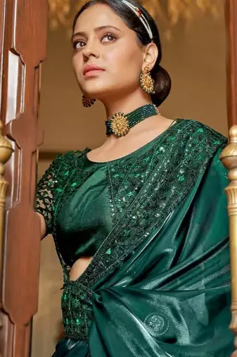 green green embellished embroidered organza saree