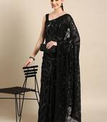 black abstract sequinned saree