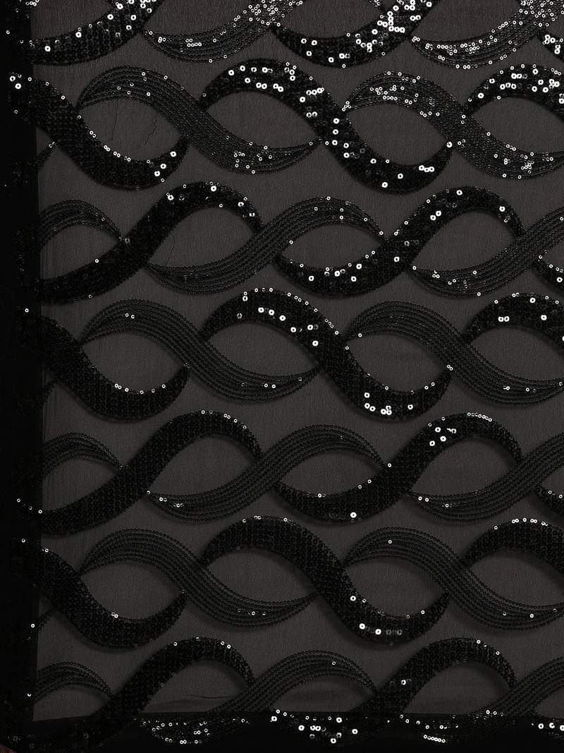 black abstract sequinned saree