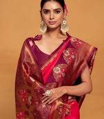 Pink pink woven design banarasi saree