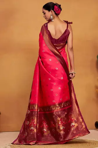 Pink pink woven design banarasi saree