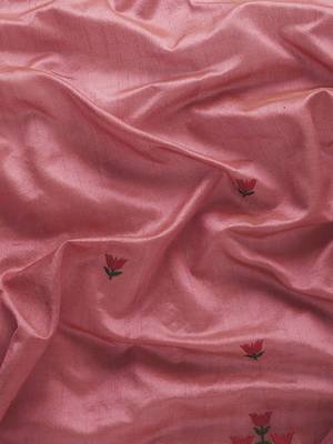 pink pink & gold toned floral embroidered assam silk cotton zari banarasi saree 5