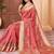 peach peach & red floral embroidered assam silk cotton banarasi saree