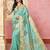 turquoise turquoise blue & red floral embroidered assam silk cotton banarasi saree