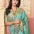 turquoise turquoise blue & red floral embroidered assam silk cotton banarasi saree