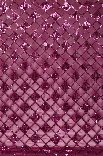 magenta checked embellished sequinned heavy work saree