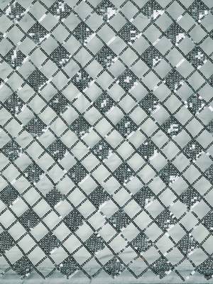 grey checked embellished sequinned heavy work saree 4