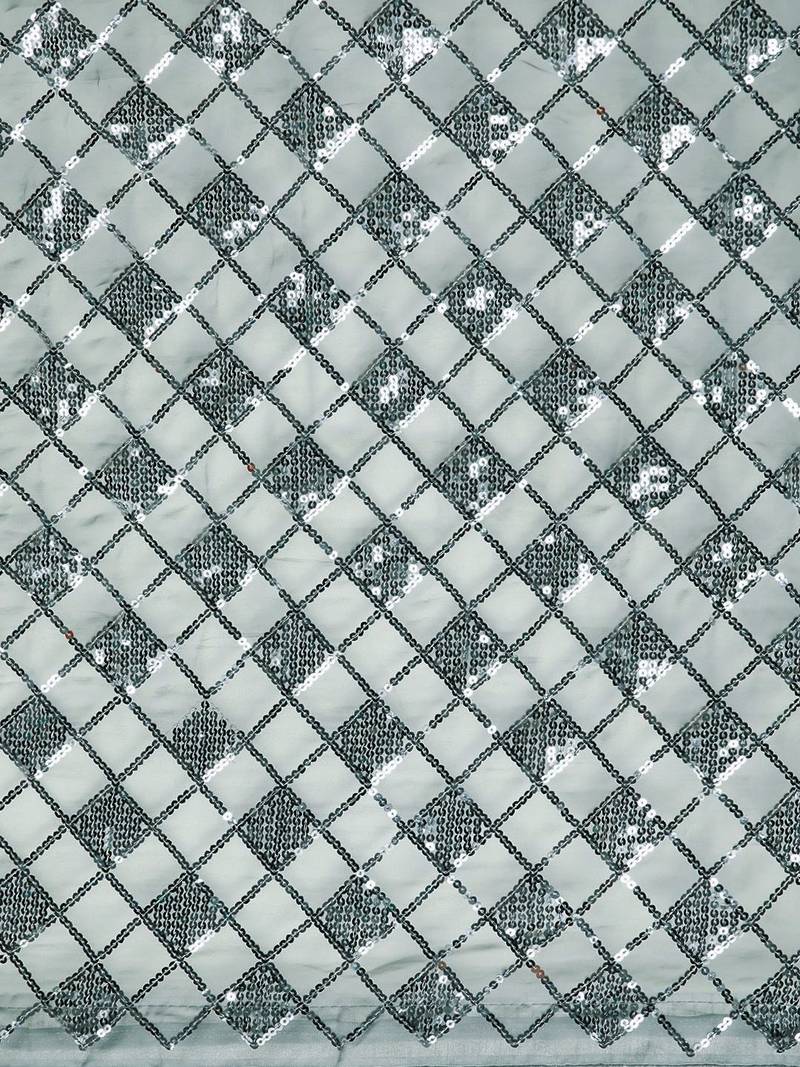 grey checked embellished sequinned heavy work saree
