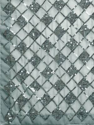 grey checked embellished sequinned heavy work saree 5