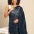 Red satin embellished detail saree with blouse piece