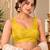 Yellow silk blend sleeveless plain stylish saree blouse ready to wear