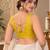 Yellow silk blend sleeveless plain stylish saree blouse ready to wear