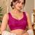Pink silk blend sleeveless plain stylish saree blouse ready to wear
