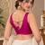Pink silk blend sleeveless plain stylish saree blouse ready to wear
