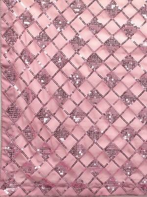 Blue sequinned border tissue saree with unstitched blouse piece 5