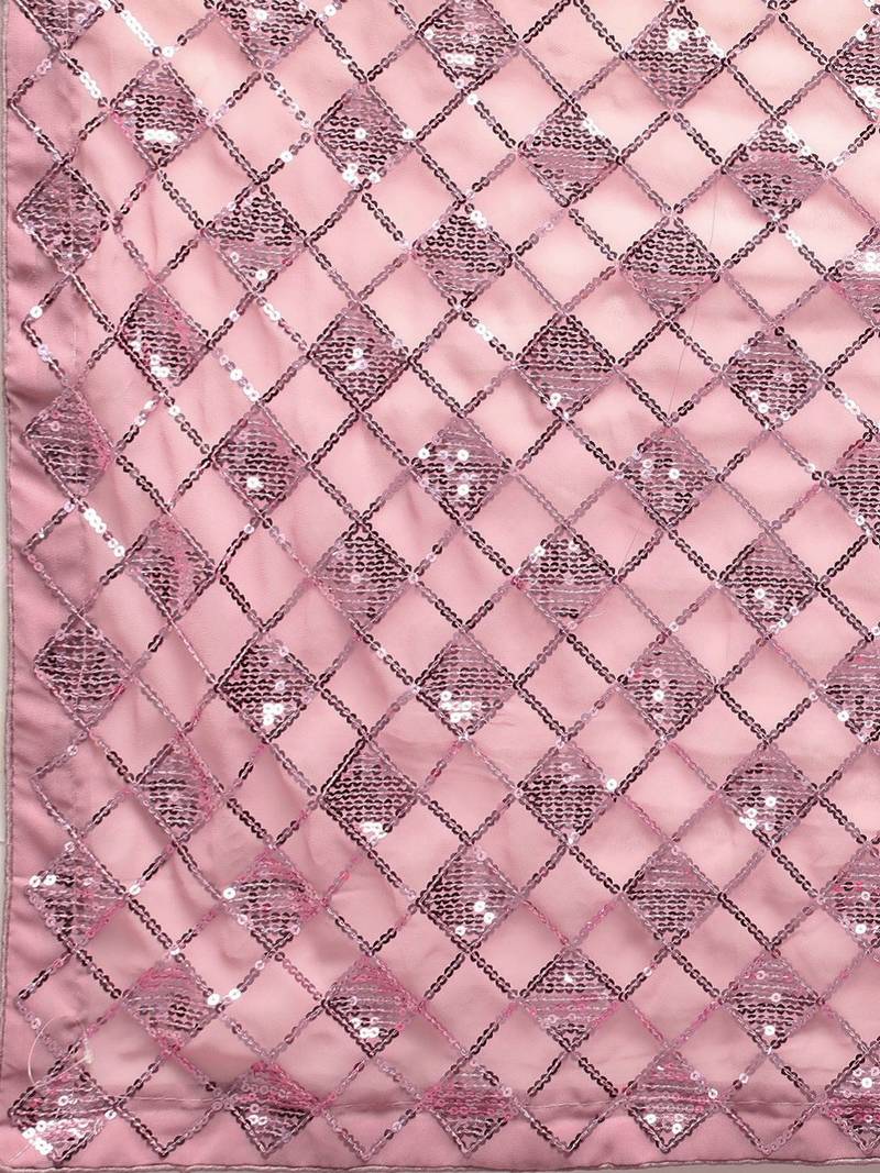Blue sequinned border tissue saree with unstitched blouse piece