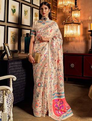 Blue sequinned satin saree with blouse piece 1