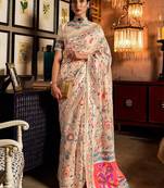Blue sequinned satin saree with blouse piece