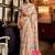 Blue sequinned satin saree with blouse piece