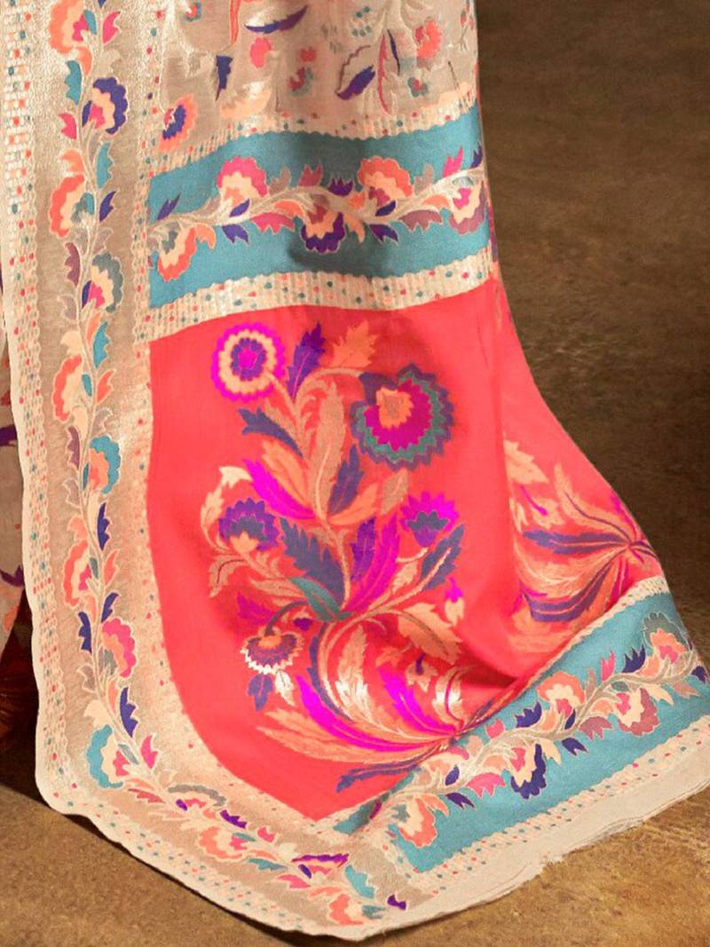 Blue sequinned satin saree with blouse piece