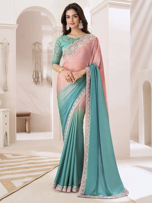 Purple embellished saree with unstitched blouse 2
