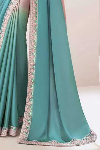 Purple embellished saree with unstitched blouse