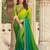 Green embroidered satin saree with unstitched blouse piece