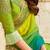 Green embroidered satin saree with unstitched blouse piece