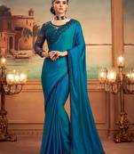 teal floral embellished sequinned saree