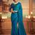 teal floral embellished sequinned saree