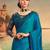 teal floral embellished sequinned saree