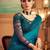 teal floral embellished sequinned saree