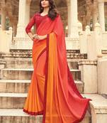 orange women ombre embellished sequinned saree