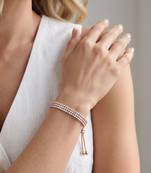 925 Sterling Silver Rose Gold  Adjustable Sparkling CZ Tennis Bracelet for Women