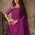 Pink women embellished satin saree with unstitched blouse