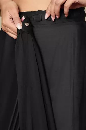 black sequinned satin ready to wear saree