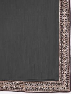 black sequinned satin ready to wear saree 5