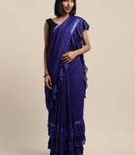 navy_blue navy blue sequinned ruffles saree