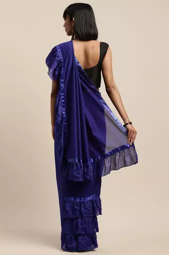 navy_blue navy blue sequinned ruffles saree
