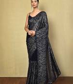 navy_blue embellished sequinned poly georgette saree