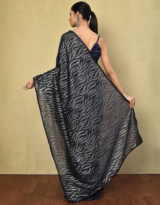 navy_blue embellished sequinned poly georgette saree 3