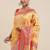 Pink pink & gold-toned floral zari silk blend bagru saree