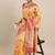 Pink pink & gold-toned floral zari silk blend bagru saree