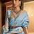 Green satin embroidered ready to wear saree
