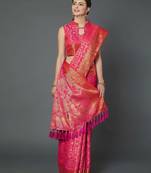 pink pink woven design banarasi saree