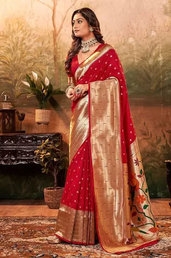 Navy blue floral zari banarasi saree