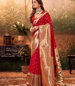 Navy blue floral zari banarasi saree