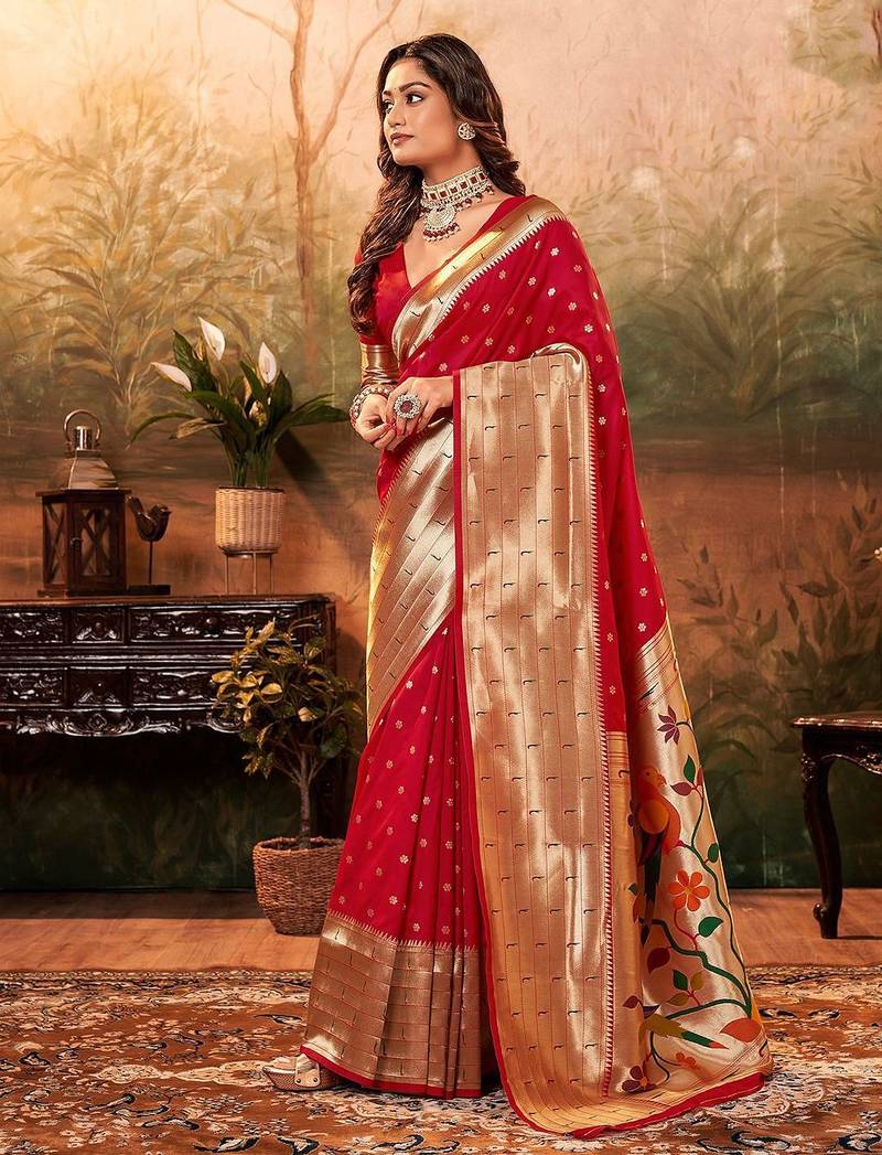 Navy blue floral zari banarasi saree